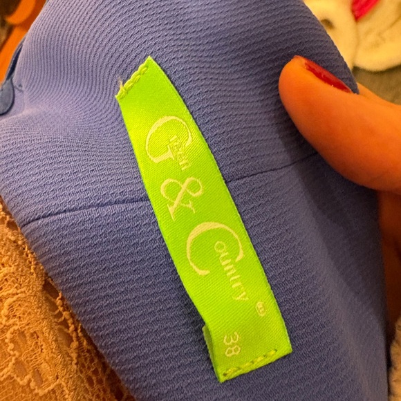 Long Flare Blue Pants with Gold Buttons - Picture 6 of 6